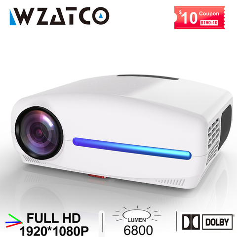 WZATCO-Proyector LED C2 Full HD, 1920x1080P, con Keystone Digital 4D, 6800 lúmenes, Proyector portátil para cine en casa ► Foto 1/6