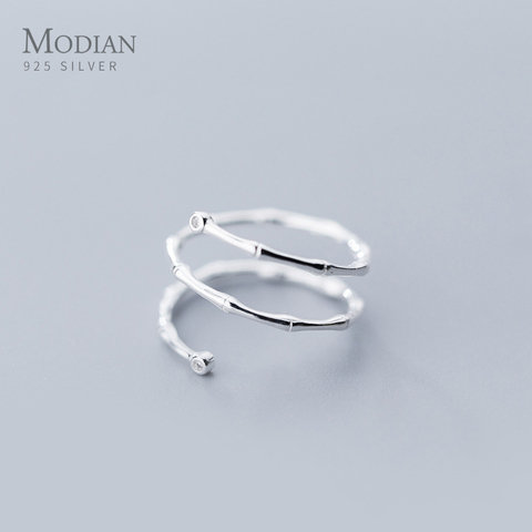 Modian moda novedosa auténtica Plata de Ley 925 minimalista camiseta anillos para las mujeres abierto anillo de dedo ajustable planta joyería fina ► Foto 1/5