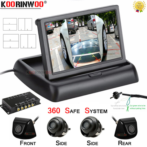 Koorinwoo multifunción coche Monitor de aparcamiento 360 partido redonda interruptor combinador de 4 canales caja izquierda derecha delantero trasero cámaras de marcha atrás ► Foto 1/6