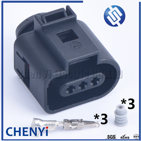 2 Sets hembra de 3 pines eléctrico a prueba de agua conector de cable para 02-04 AUDI A4 A6 AVK VW Temperatura de enchufe del sensor Kit de reparación de 1J0973703 ► Foto 1/5