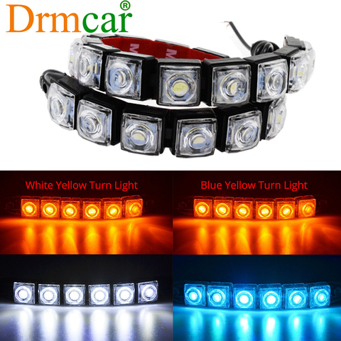 2 piezas blanco impermeable brillante Flexible conducción bombilla de niebla lámpara de advertencia estilo de coche Luz de circulación diurna 6LED DC 12 V auto Led ► Foto 1/6