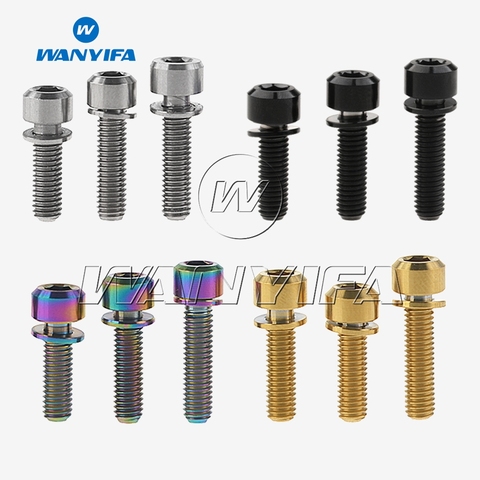 Wanyifa de titanio perno M5x16mm M5x18mm M5x20mm hembra de la cabeza de tornillo con arandela para bicicleta madre ► Foto 1/6