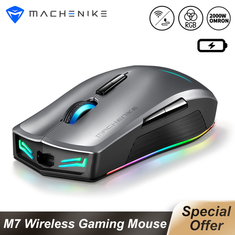 Machenike-ratón inalámbrico M7 para juegos, 16000 DPI, OMRON RGB programable, recargable, PMW3212/PMW3335 ► Foto 1/6