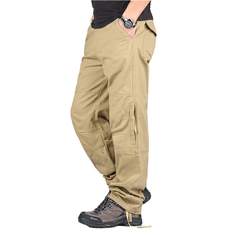 Los hombres de carga Pantalones Casual Loose Multi bolsillo pantalones militares, 2022 de alta calidad pantalones largos para hombres Camo camisetas de talla grande de 30-40 ► Foto 1/6