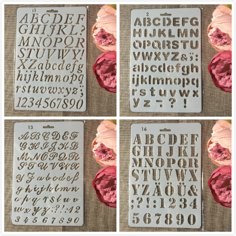 4 unids/lote 27cm alfabeto letras en inglés de bricolaje capas plantilla para pintura álbum de recortes estampado en relieve álbum Plantilla de papel ► Foto 1/5