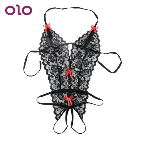 Lencería erótica OLO traje de encaje sexy Siamés Perspectiva de tres puntos ropa interior G-string sexy Lencería adulta productos ► Foto 1/6