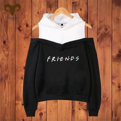 Friends Member moda Pop sudaderas con capucha suaves y cálidas para mujer, sudaderas con capucha de Hip Hop Sexy con hombros descubiertos, sudadera, ropa de mujer ► Foto 1/6