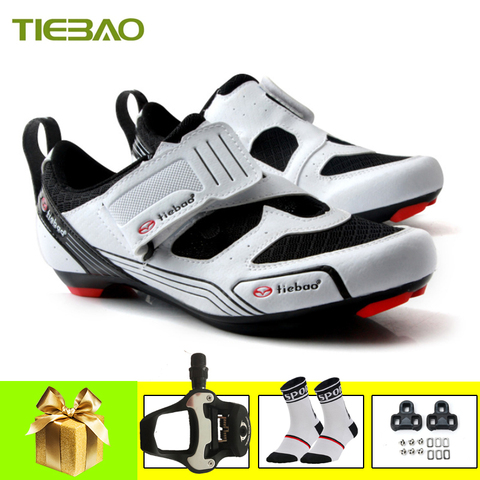 Tiebao-zapatos de triatlón para hombre y mujer, zapatillas de ciclismo de carretera con autosujeción, transpirables, 2022 ► Foto 1/6