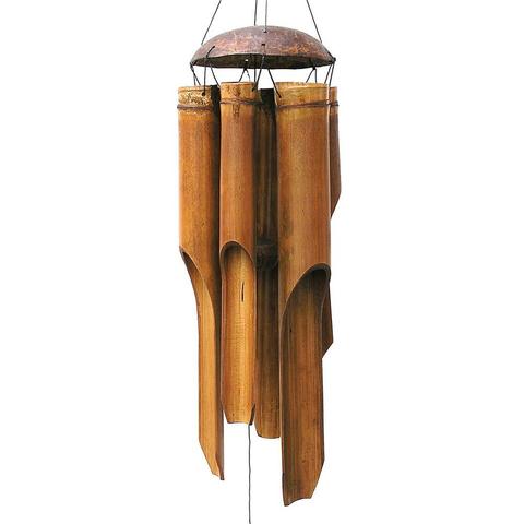 Campanas de viento de bambú hechas a mano para interior y exterior, campanas grandes de madera de Coco para colgar en la pared, decoraciones de viento ► Foto 1/6