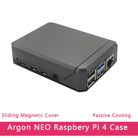 Argon NEO-carcasa de Metal de aluminio para Raspberry Pi 4, cubierta magnética deslizante, disipador térmico de silicona de refrigeración pasiva para RPi modelo 4B ► Foto 1/6