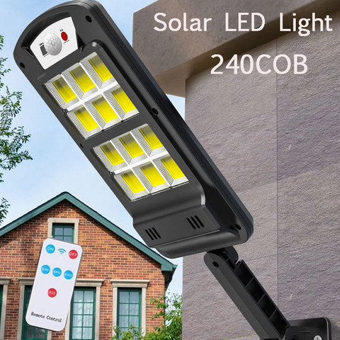 Lámpara de Control remoto inteligente con Sensor de movimiento PIR, impermeable, para exteriores, calle, jardín, luz de pared de seguridad, 240 COB luz LED Solar ► Foto 1/6