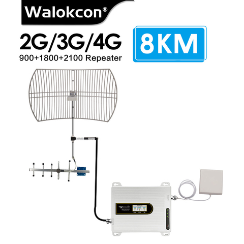 Estación Base de señal de 8 km repetidor de señal 2g, 3g, 4g, GSM, 900, 1800, 2100 mhz, amplificador de señal B8, B3, B1, UMTS, 4G, LTE, para Villa ► Foto 1/6