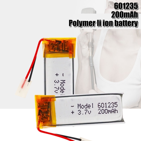 3,7 V Lipo células 601235, 200mah batería recargable de polímero de litio para MP3 MP4 GPS Bluetooth auriculares altavoz lápiz de lectura ► Foto 1/6