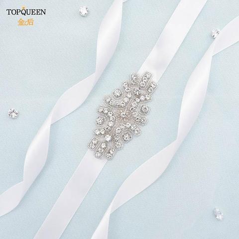 TOPQUEEN-Cinturón de novia S03 con diamantes de imitación, para damas de honor, para vestido de boda, cinturón de diamantes, cuentas de cintura delgada, accesorios para mujer ► Foto 1/6