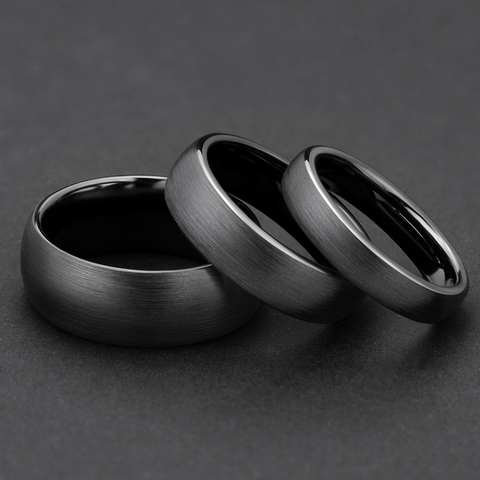 Eamti-Anillo de boda de cerámica para hombre y mujer, sortija negra satinada de 4mm, 6mm y 8mm de ancho, de talla grande 4 a talla 14 ► Foto 1/6