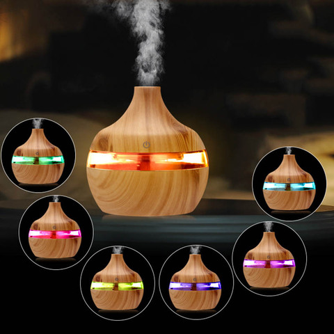 300ml USB Aroma air diffuser lámpara de madera humidificador ultrasónico aceite esencial vaporizador de aromaterapia decoración del hogar ► Foto 1/6