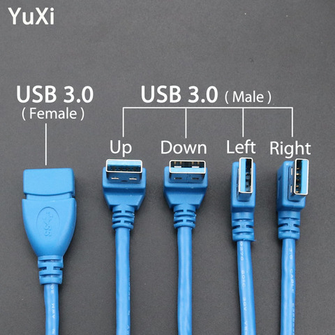 YuXi de alta velocidad USB 3,0 extensión de macho a hembra adaptador de Cable de 90 grados USB3.0 Cable de datos en ángulo recto Tipo L USB a cable USB ► Foto 1/6