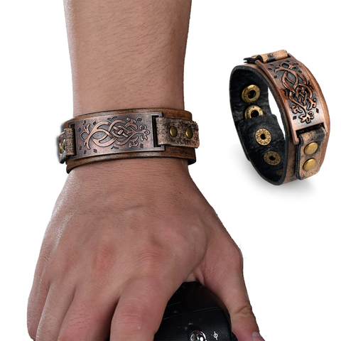 Pulsera de cuero de moda para hombre, brazalete ancho de estilo Punk Vintage, vikingos, Celtics, adornos para fiesta ► Foto 1/6