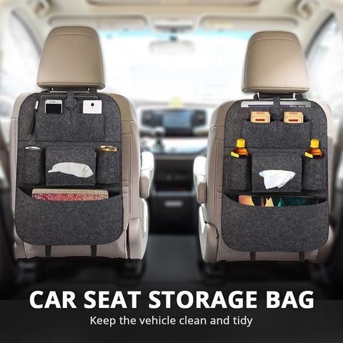 Organizador Universal para almacenaje para asiento trasero de coche, bolsa de almacenamiento de fieltro elástico para maletero, organizador con 6 bolsillos, accesorios para coche colgantes, 1 ud. ► Foto 1/6