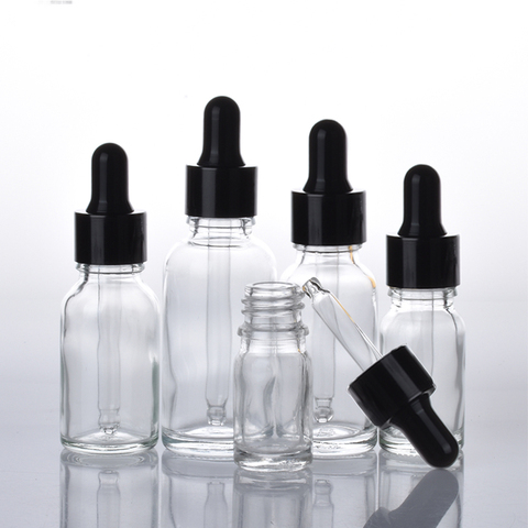 Gotero de cristal transparente ámbar vacío de 5ml-100ml, botellas de gotas de aceite esencial, líquido para aromaterapia, botella rellenable de pipeta reactiva, 1 Uds. ► Foto 1/6