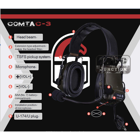 Comtac III 3-auriculares tácticos FCS Peltor Pickup, cascos con reducción de ruido, orejeras de silicona, Protector de tiro para Walkie Talkie ► Foto 1/6