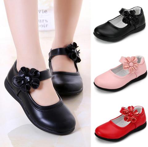 Zapatos de cuero para niñas, zapatos escolares de princesa para vestido de boda, sandalias de verano con lazo, moda coreana, color negro ► Foto 1/6