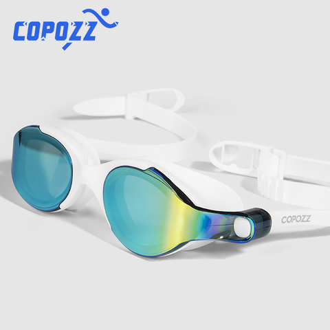 COPOZZ-Gafas de natación profesionales HD, gafas de baño ajustables antiniebla doble, de silicona, grandes, gafas para ver, para hombres y mujeres ► Foto 1/6