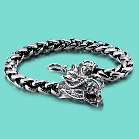 Pulsera de plata tailandesa con adornos de plata 925 para hombre, nuevo brazalete de dragón dominante ► Foto 1/1