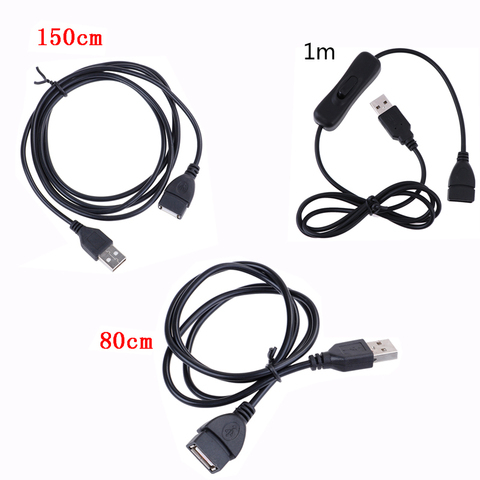 Cable USB macho a hembra, interruptor de encendido y apagado, conmutador de Cable para lámpara LED de encendido, línea de 1M, conversión de fecha electrónica negra ► Foto 1/6