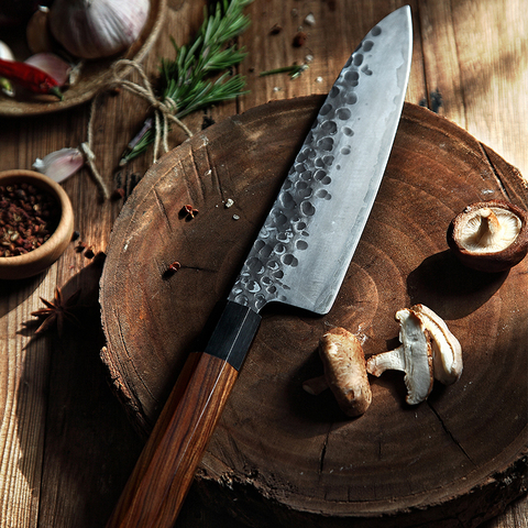 MITSUMOTO SAKARI-cuchillo Gyuto de 8,5 pulgadas, herramientas de cocina de acero al carbono, cuchillo de Chef japonés artesanal, caja de madera con mango de madera ► Foto 1/6