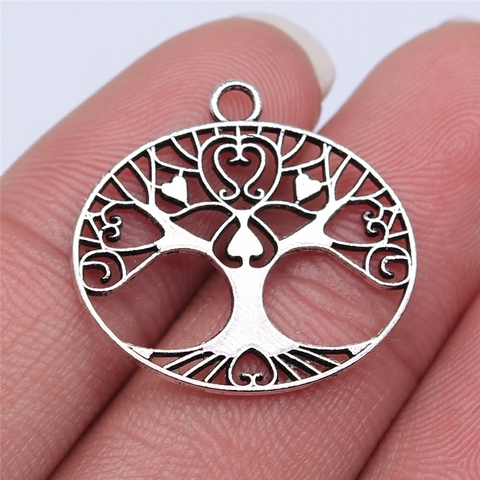 WYSIWYG 10 Uds 23x24mm Color de plata antiguo cuentas de Arbol de la vida colgante para fabricación de joyería DIY resultados de la joyería ► Foto 1/2