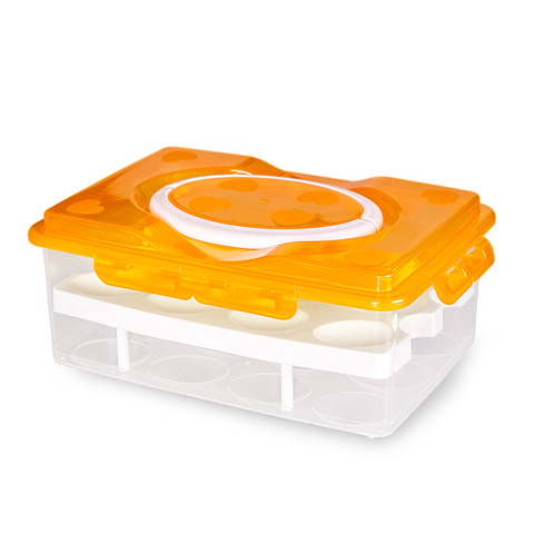 Caja de almacenamiento de 24 compartimentos para huevos, organizador de contenedores de alimentos, conveniente, doble capa, de plástico, productos de cocina multifuncionales ► Foto 1/6