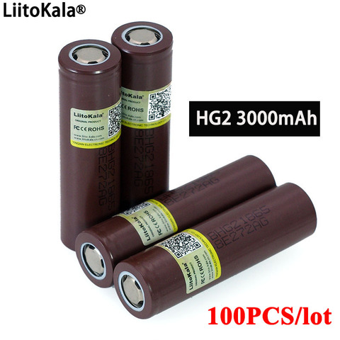 100 Uds 100% nuevo Original HG2 18650 batería 3000mAh 18650HG2 3,6 V de 20A dedicado para hg2 batería recargable ► Foto 1/5