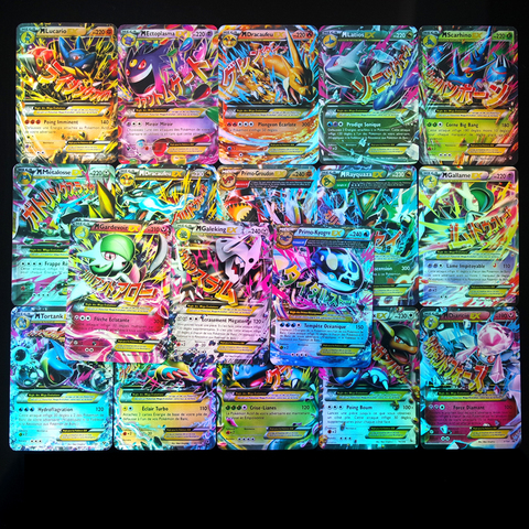 18 unids/caja de tarjetas Pokemon francés MEGA EX Flash Box Pikachu Flash Cards colección regalo niños Pokemon Juguetes ► Foto 1/6