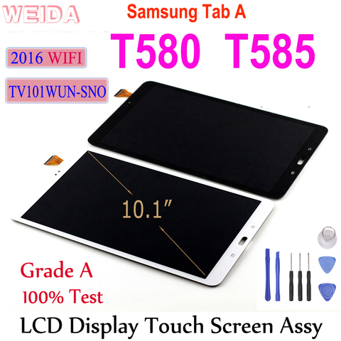 Weida-montaje de digitalizador con Panel táctil para tableta Samsung, repuesto de pantalla LCD de 10,1 pulgadas para Tablet A SM-T580 T580, SM-T585 ► Foto 1/6