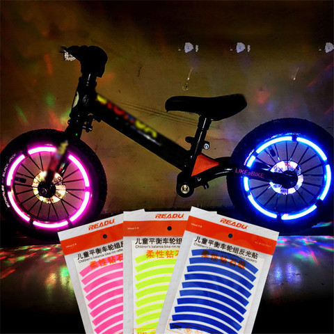 Adhesivos reflectantes para bicicletas, calcomanías reflectantes para rueda de bicicleta, cintas de seguridad, accesorios para bici de equilibrio ► Foto 1/6