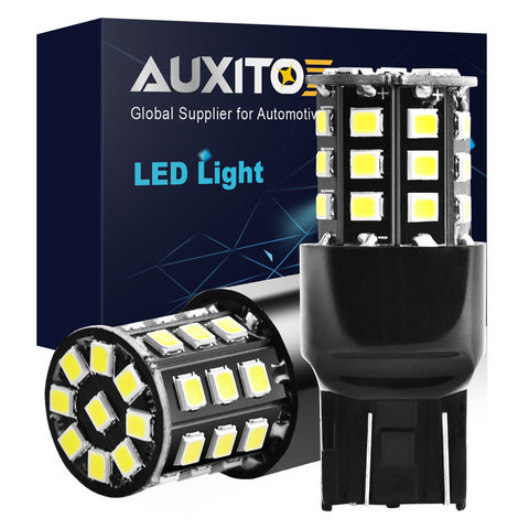 AUXITO 2 uds T20 bombilla LED 7443 W21/5W W21W WY21W LED COCHE luces de freno de señal de giro DRL 2835 33 SMD blanco 6000K de la lámpara Auto 12V 12V ► Foto 1/6