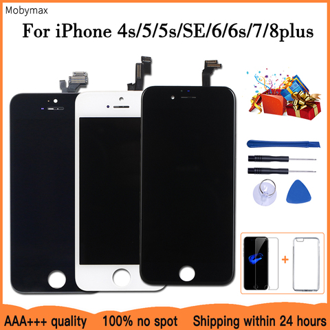 Pantalla LCD AAA ++ para iPhone 6 7 8 6S Plus reemplazo de pantalla táctil para iPhone 5 5C 5S SE sin píxeles muertos + vidrio templado + herramientas + TPU ► Foto 1/6