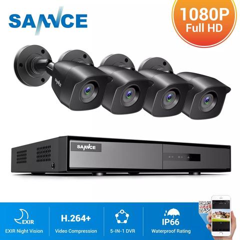 Sistema de CCTV SANNCE 8CH 1080N DVR 1080N 4 Uds 1080P 2.0MP cámaras de seguridad IR al aire libre IP66 kit de videovigilancia detección de movimiento ► Foto 1/6