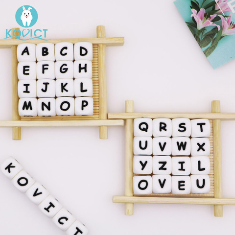 Kovict-mordedor de cuentas para bebé, 12mm, 10 letras de silicona, cuentas de alfabeto masticable para nombre personalizado, collar de dentición DIY ► Foto 1/6