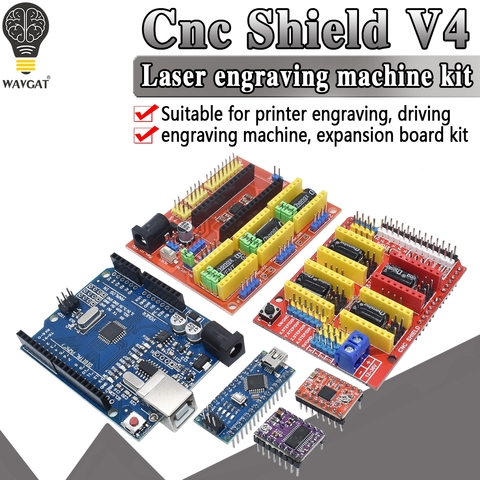 ¡Envío Gratis! Máquina de grabado CNC shield v3 V4 impresora 3D + placa de expansión del controlador A4988 NANO 3,0/UNO R3 con cable USB ► Foto 1/6