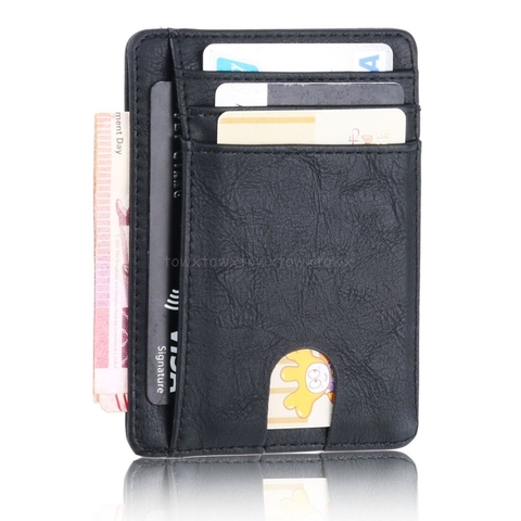 Billetera de cuero con bloqueo RFID delgada para hombre y mujer, tarjetero de identificación de crédito, monedero, bolsa de moda, 11,5x8x0,5 cm, N15 19, envío directo ► Foto 1/1