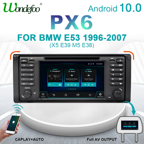 Radio y reproductor multimedia PX6 para coche, estéreo con de navegación GPS, IPS DSP Android 10 4G/2 GB para BMW E53 E39 X5 salida AV, 1DIN/1 DIN, NO 2din 2 DIN ► Foto 1/6