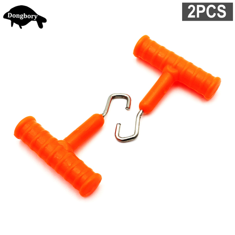 2 uds herramienta de pesca de carpa plataformas nudo gancho extractor línea nudo Extractor de pelo del acero inoxidable de la plataforma herramienta para anudar pesca accesorios ► Foto 1/6