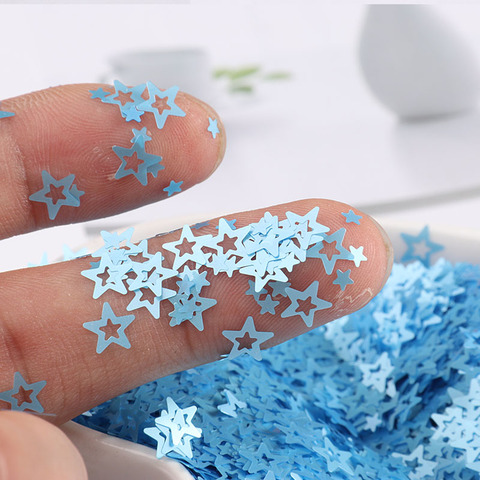 Lentejuelas de estrellas huecas ultrafinas para mascotas, lentejuelas de purpurina para manicura y Arte para uñas, confeti de boda, accesorios de maquillaje, 10g, 5mm ► Foto 1/6