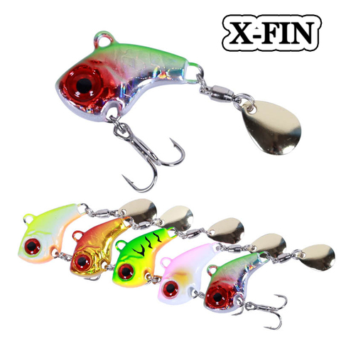 X-Fin 7g 10g 14g 20g de Metal Mini cuchara VIB giro de atraer abordar Pin cebo duro Crankbait aguja giratoria vibratoria se hunde de pesca ► Foto 1/4