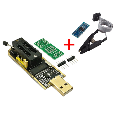CH341A 24 25 Series EEPROM, módulo de PROGRAMADOR USB de Flash de BIOS + Clip 8, Clip de prueba SOP8 para EEPROM 93CXX / 25CXX / 24CXX ► Foto 1/6