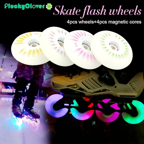 4 piezas en línea Flash rueda de rodillos 90A 60mm 64mm 68mm 70mm de SEBA Skate de luz LED rodillo de Freestyle Slalom Patines de rueda de neumático ► Foto 1/6