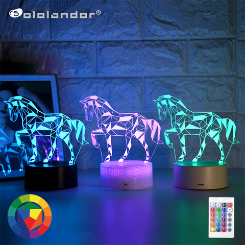 Más 3D Decoración LED noche luz creativo de comedor mesa de comedor lámpara romántico caballo luz lámpara decoración del hogar para niños regalo para niños ► Foto 1/6