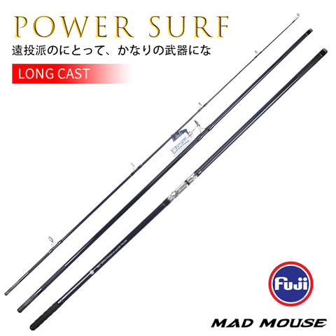 MADMOUSE-caña de pescar POWER SURF 3 secciones Fuji, carbono alto, 4,20 m, 100-350g, giratorias de CALIDAD DE JAPÓN ► Foto 1/6